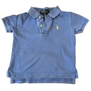 Vintage Polo Ralph Lauren Baby Short Sleeve Cotton Blue Polo Shirt Preppy 12M